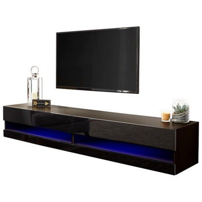 Galicia TV Unit Black 2 Shelves 2 Doors