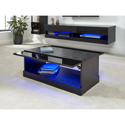 Galicia Extending Coffee Table Black 1 Shelf 75cm