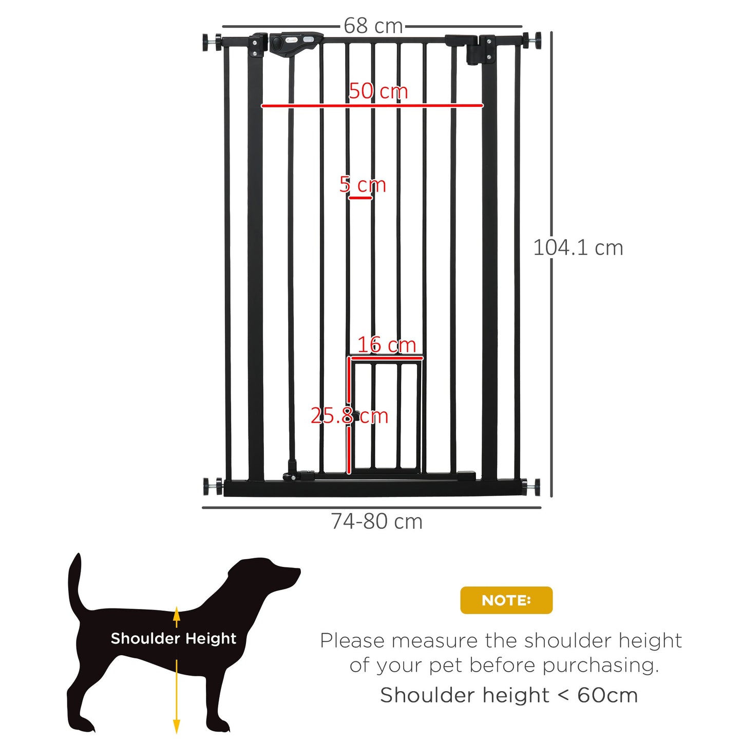 PawHut Extra Tall Dog Gate with Cat Door