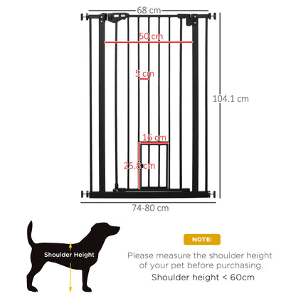 PawHut Extra Tall Dog Gate with Cat Door