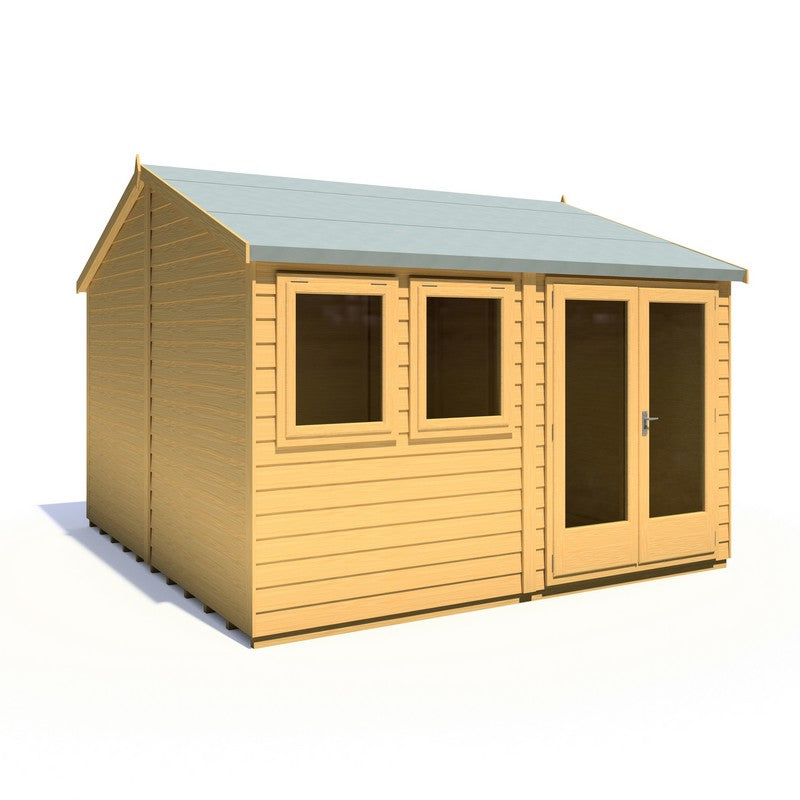 Shire Drayton 12' 11" x 12' 5" Reverse Apex Garden Studio - Premium Dip Treated Tongue & Groove