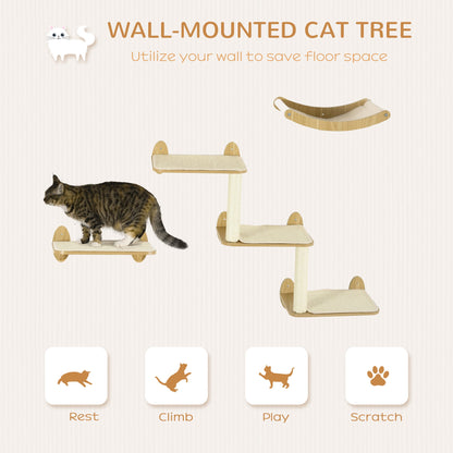 PawHut 3-Piece Wall Mounted Cats Shelves