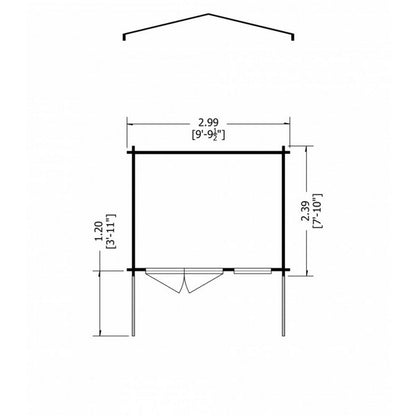 Shire Glenmore 9' 9" x 7' 10" Apex Log Cabin - Premium 28mm Cladding Tongue & Groove with Assembly