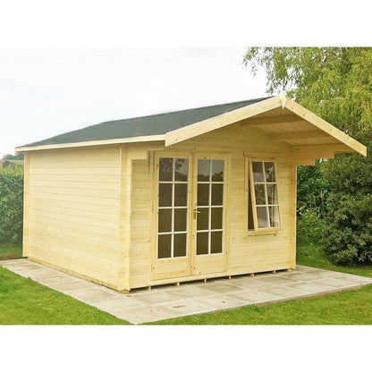 Shire Glenmore 9' 9" x 7' 10" Apex Log Cabin - Premium 34mm Cladding Tongue & Groove