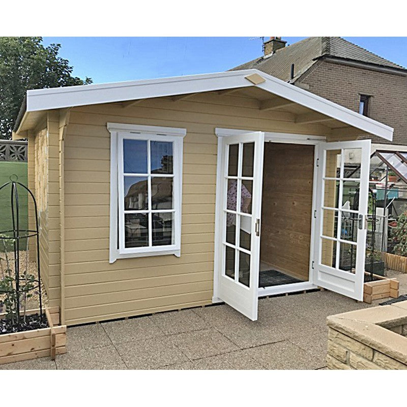 Shire Glenmore 9' 9" x 9' 9" Apex Log Cabin - Premium 44mm Cladding Tongue & Groove