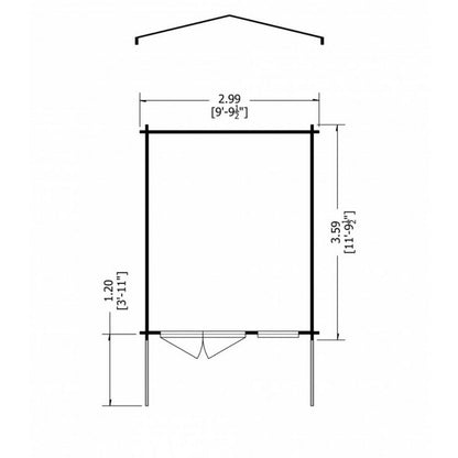 Shire Glenmore 9' 9" x 11' 9" Apex Log Cabin - Premium 70mm Cladding Tongue & Groove