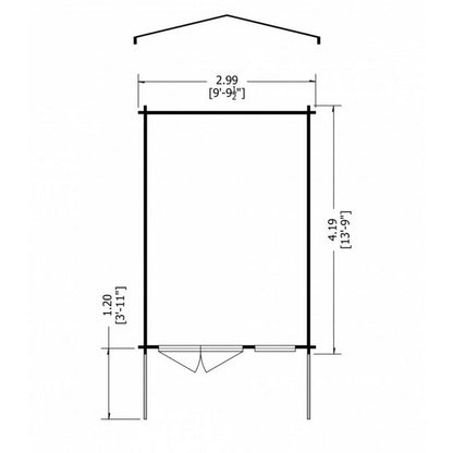 Shire Glenmore 9' 9" x 13' 8" Apex Log Cabin - Premium 44mm Cladding Tongue & Groove