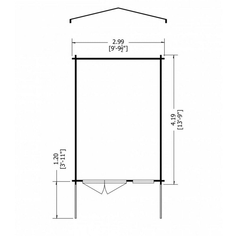 Shire Glenmore 9' 9" x 13' 8" Apex Log Cabin - Premium 70mm Cladding Tongue & Groove