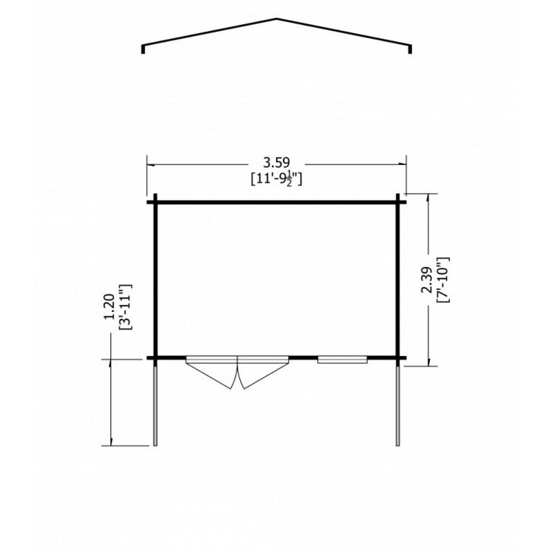 Shire Glenmore 11' 9" x 7' 10" Apex Log Cabin - Premium 28mm Cladding Tongue & Groove with Assembly