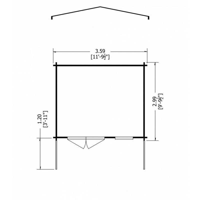 Shire Glenmore 11' 9" x 9' 9" Apex Log Cabin - Premium 28mm Cladding Tongue & Groove