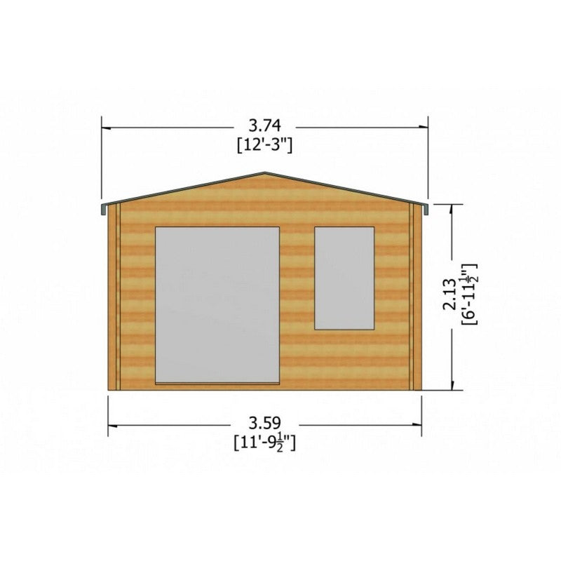 Shire Glenmore 11' 9" x 9' 9" Apex Log Cabin - Premium 28mm Cladding Tongue & Groove