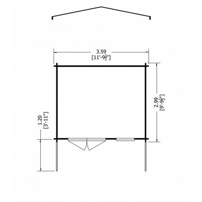 Shire Glenmore 11' 9" x 9' 9" Apex Log Cabin - Premium 70mm Cladding Tongue & Groove