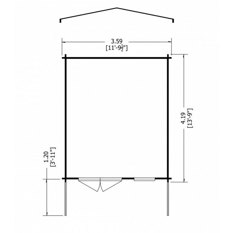 Shire Glenmore 11' 9" x 13' 8" Apex Log Cabin - Premium 70mm Cladding Tongue & Groove