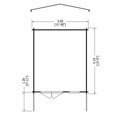 Shire Glenmore 11' 9" x 13' 8" Apex Log Cabin - Premium 70mm Cladding Tongue & Groove