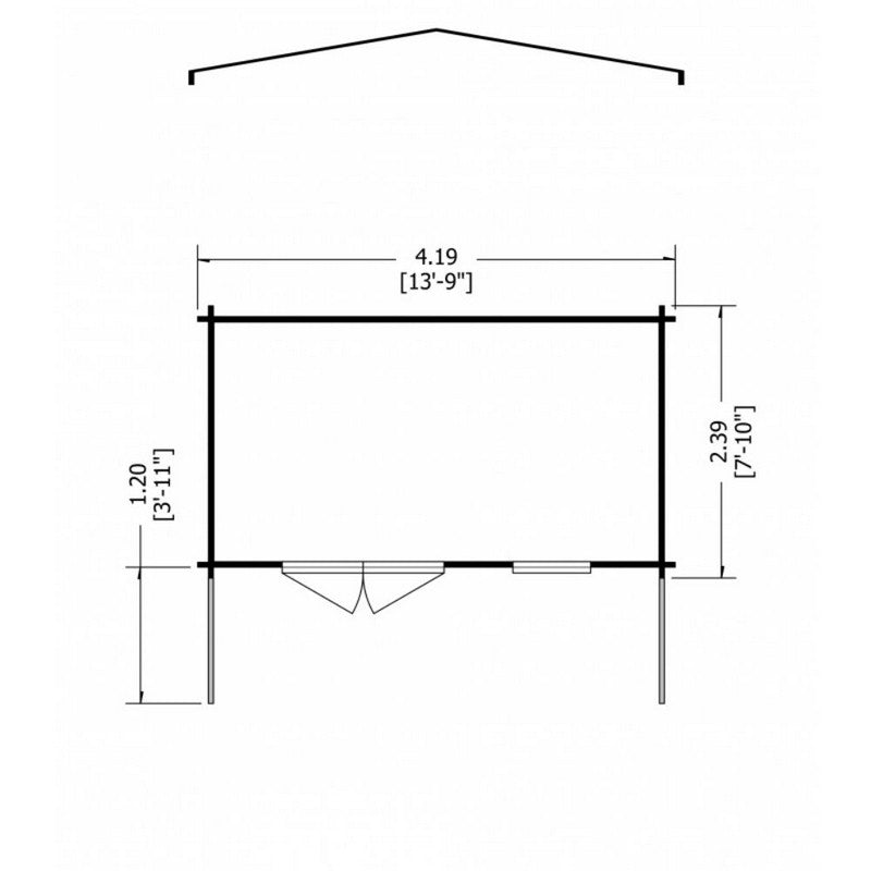 Shire Glenmore 13' 8" x 7' 10" Apex Log Cabin - Premium 28mm Cladding Tongue & Groove