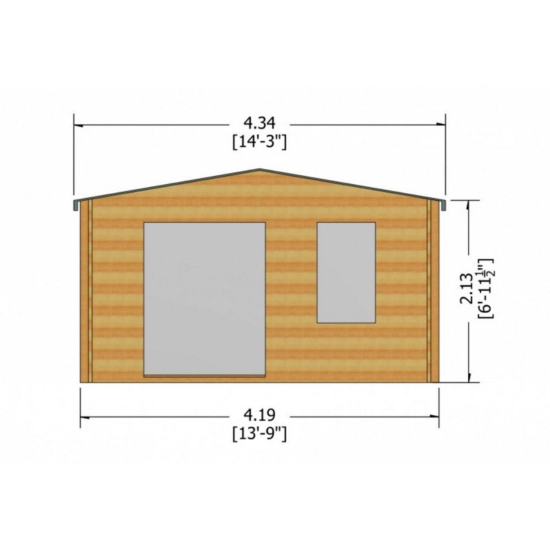 Shire Glenmore 13' 8" x 9' 9" Apex Log Cabin - Premium 28mm Cladding Tongue & Groove with Assembly