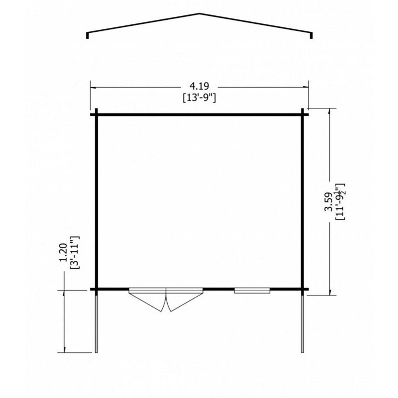 Shire Glenmore 13' 8" x 11' 9" Apex Log Cabin - Premium 70mm Cladding Tongue & Groove