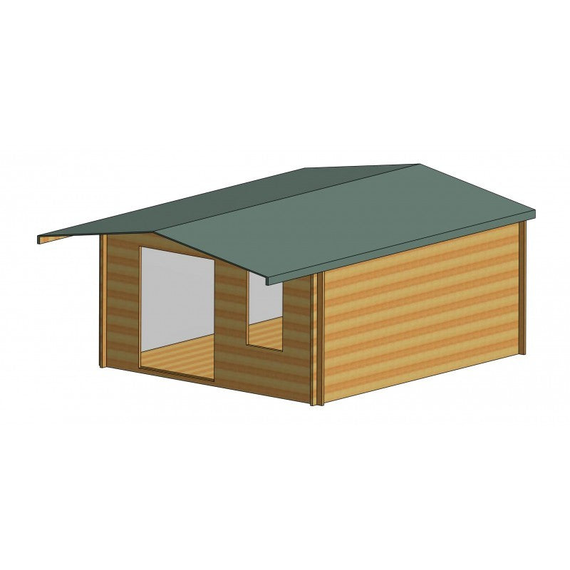 Shire Glenmore 13' 8" x 15' 8" Apex Log Cabin - Premium 70mm Cladding Tongue & Groove