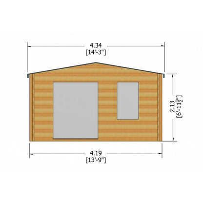 Shire Glenmore 13' 8" x 15' 8" Apex Log Cabin - Premium 34mm Cladding Tongue & Groove