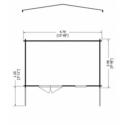 Shire Glenmore 15' 6" x 9' 9" Apex Log Cabin - Premium 34mm Cladding Tongue & Groove