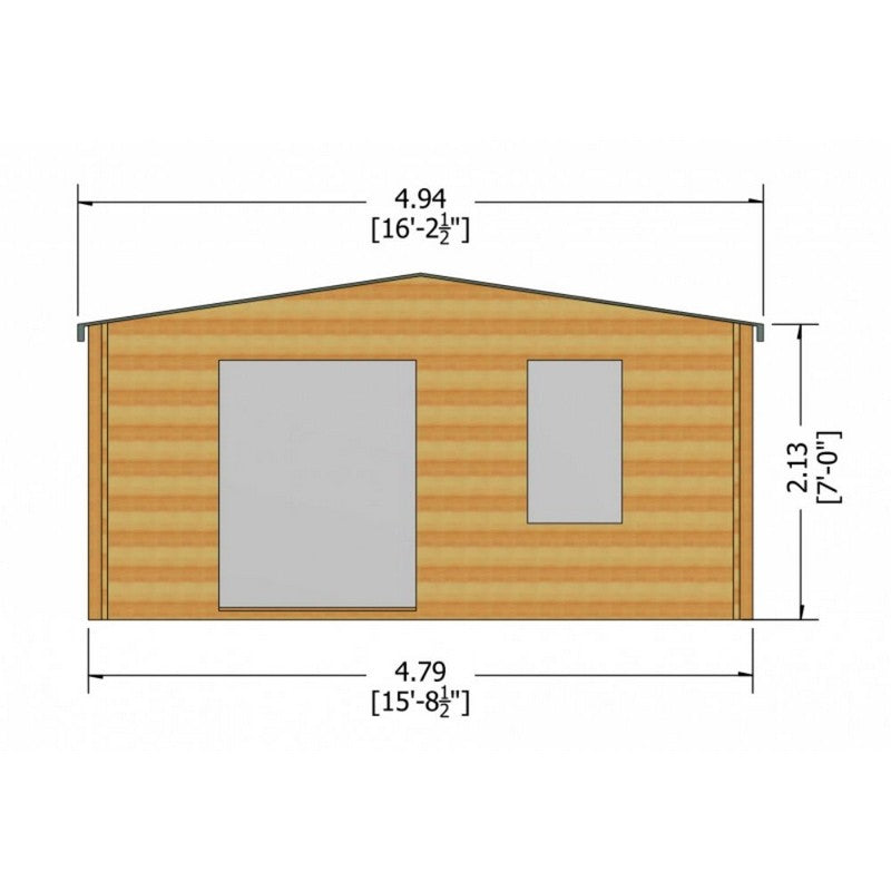 Shire Glenmore 15' 8" x 13' 8" Apex Log Cabin - Premium 28mm Cladding Tongue & Groove with Assembly