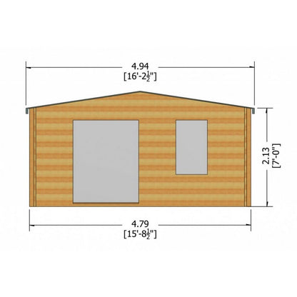 Shire Glenmore 15' 8" x 13' 8" Apex Log Cabin - Premium 28mm Cladding Tongue & Groove with Assembly