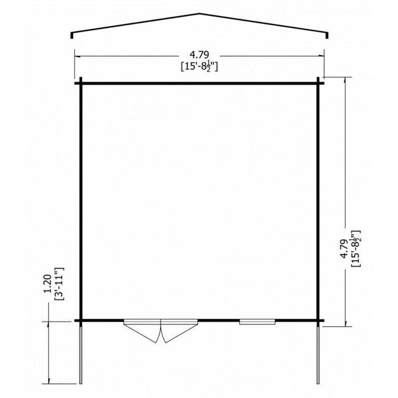 Shire Glenmore 15' 8" x 15' 8" Apex Log Cabin - Premium 28mm Cladding Tongue & Groove with Assembly