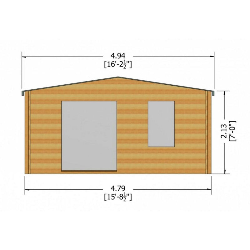 Shire Glenmore 15' 8" x 15' 8" Apex Log Cabin - Premium 28mm Cladding Tongue & Groove