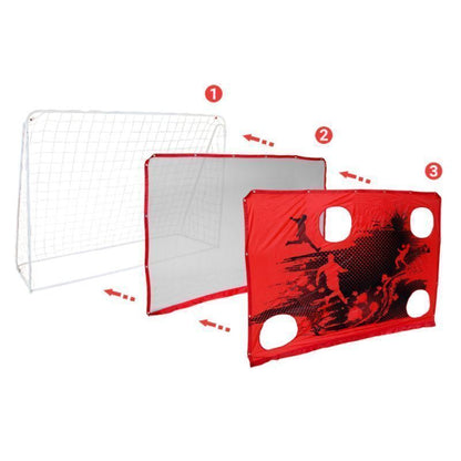 Wensum 3-In-1 Target Shoot Sturdy Steel Frame Football Goal & Net