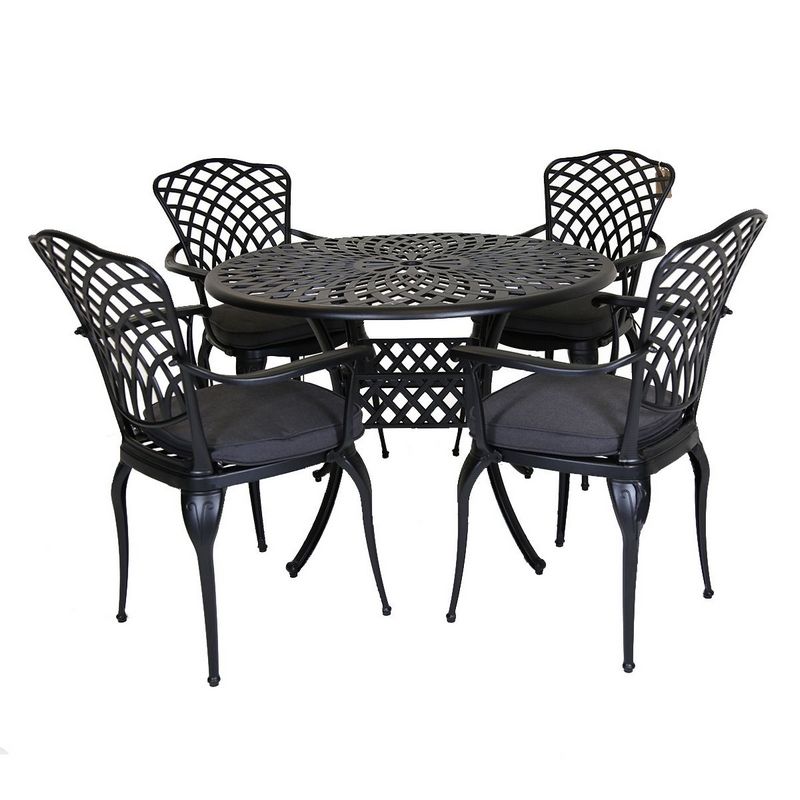 Classic Garden Patio Dining Set by Wensum - 4 Seat Grey Cushions