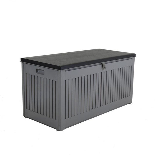 Plastic Outdoor Storage Box 190 Litres Extra Large - Grey & Black Essentials by Wensum