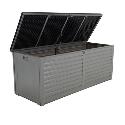 Plastic Outdoor Storage Box 390 Litres Extra Large - Grey & Black Essentials by Wensum