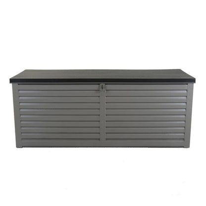 Plastic Outdoor Storage Box 390 Litres Extra Large - Grey & Black Essentials by Wensum