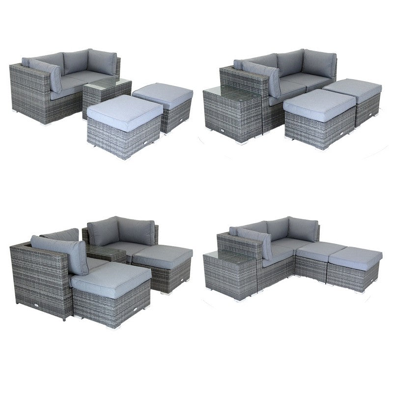 Classic Rattan Garden Relaxer Set by Wensum - 2 Seats Grey