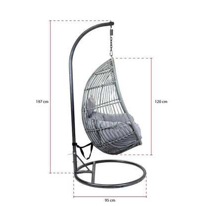 Classic Rattan Garden Cocoon Swing Seat by Wensum with Grey