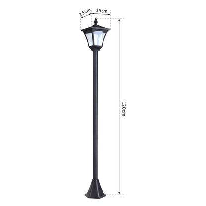 Outdoor Garden Solar Post Lamp Sensor Dimmable LED Lantern Bollard Pathway 1.2M Tall – Black