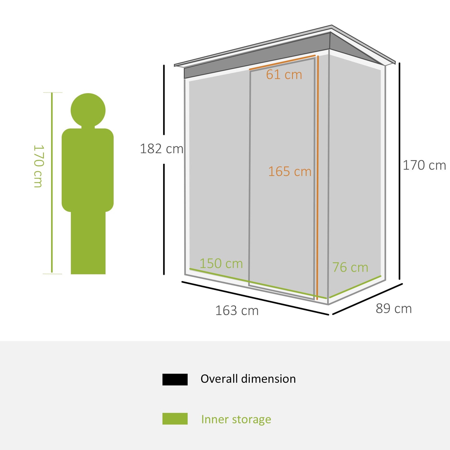 Galvanised 5 x3' Single Door Pent Garden Store Steel Black by Steadfast