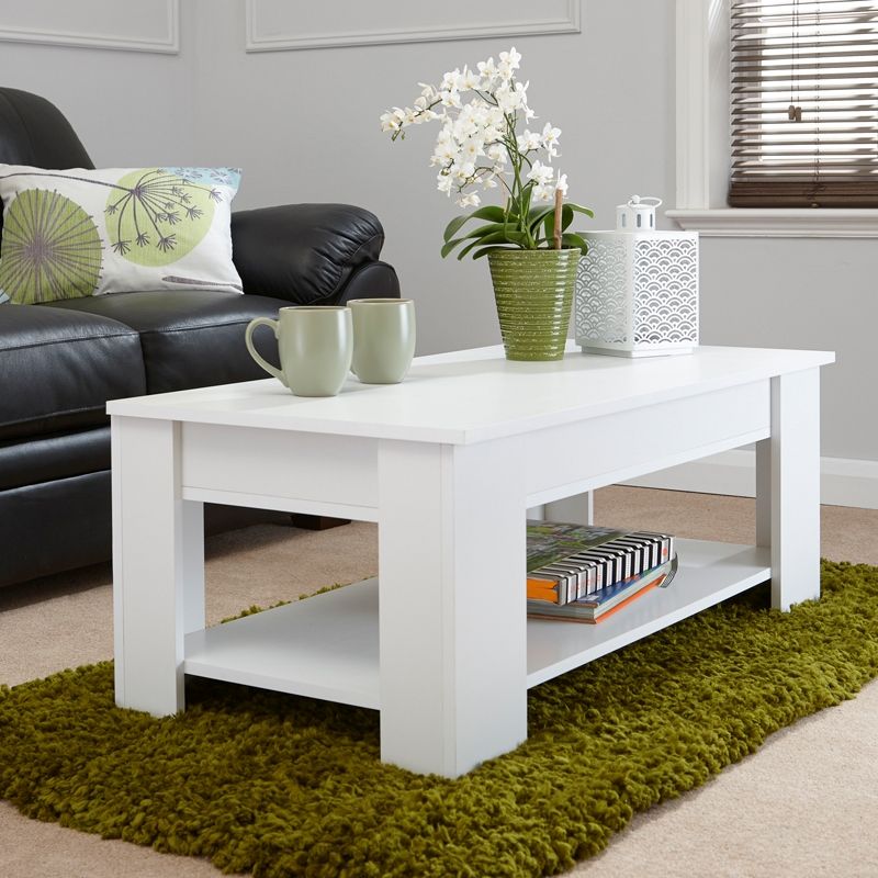 Harper Extending Coffee Table White 1 Shelf 105cm