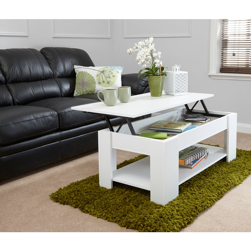 Harper Extending Coffee Table White 1 Shelf 105cm