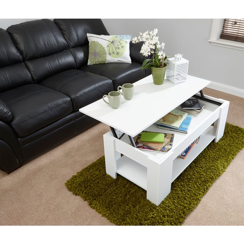 Harper Extending Coffee Table White 1 Shelf 105cm