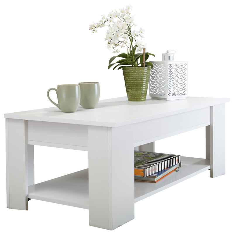 Harper Extending Coffee Table White 1 Shelf 105cm