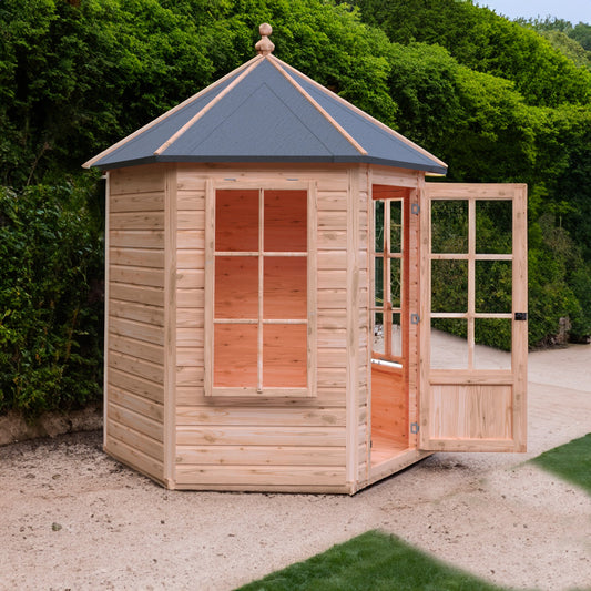 Shire Hexagonal 7' 1" x 6' 1" Apex Summerhouse - Premium Dip Treated Shiplap