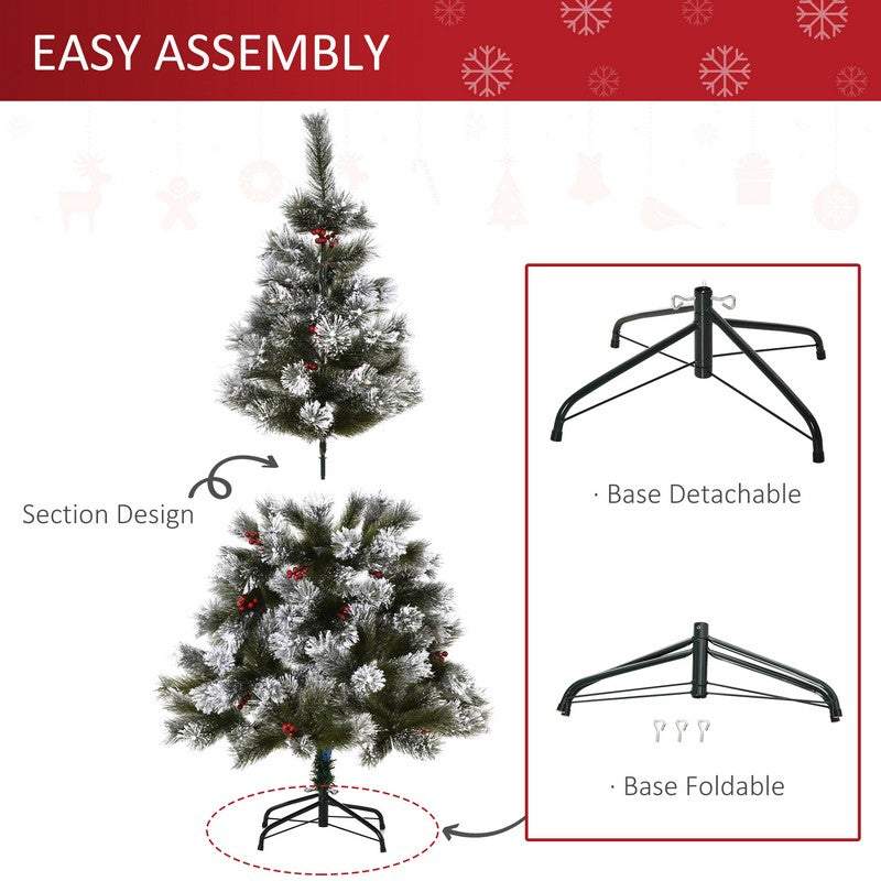 5ft Christmas Tree Artificial - White Frosted Green 184 Tips