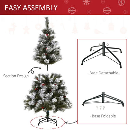 5ft Christmas Tree Artificial - White Frosted Green 184 Tips