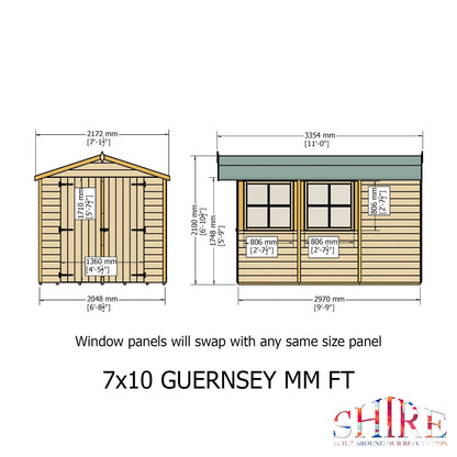 Shire Guernsey 7' x 10' 11" Apex Shed - Premium Dip Treated Shiplap