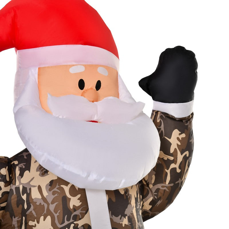 8ft Christmas Inflatable Santa Claus in Camouflage Lighted Blow Up Decoration