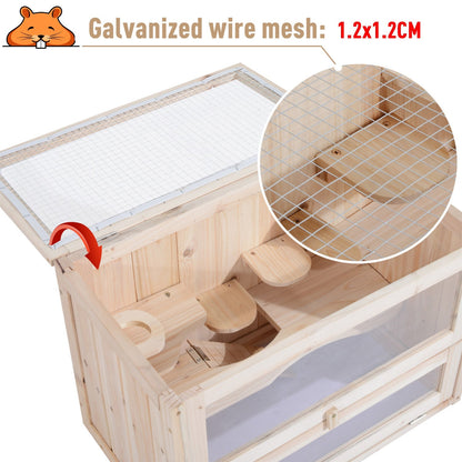 Pawhut Wooden Hamster Cage Mouse Mice Rodent Small Animals Hutch Exercise Play House 60 X 35 X 42cm