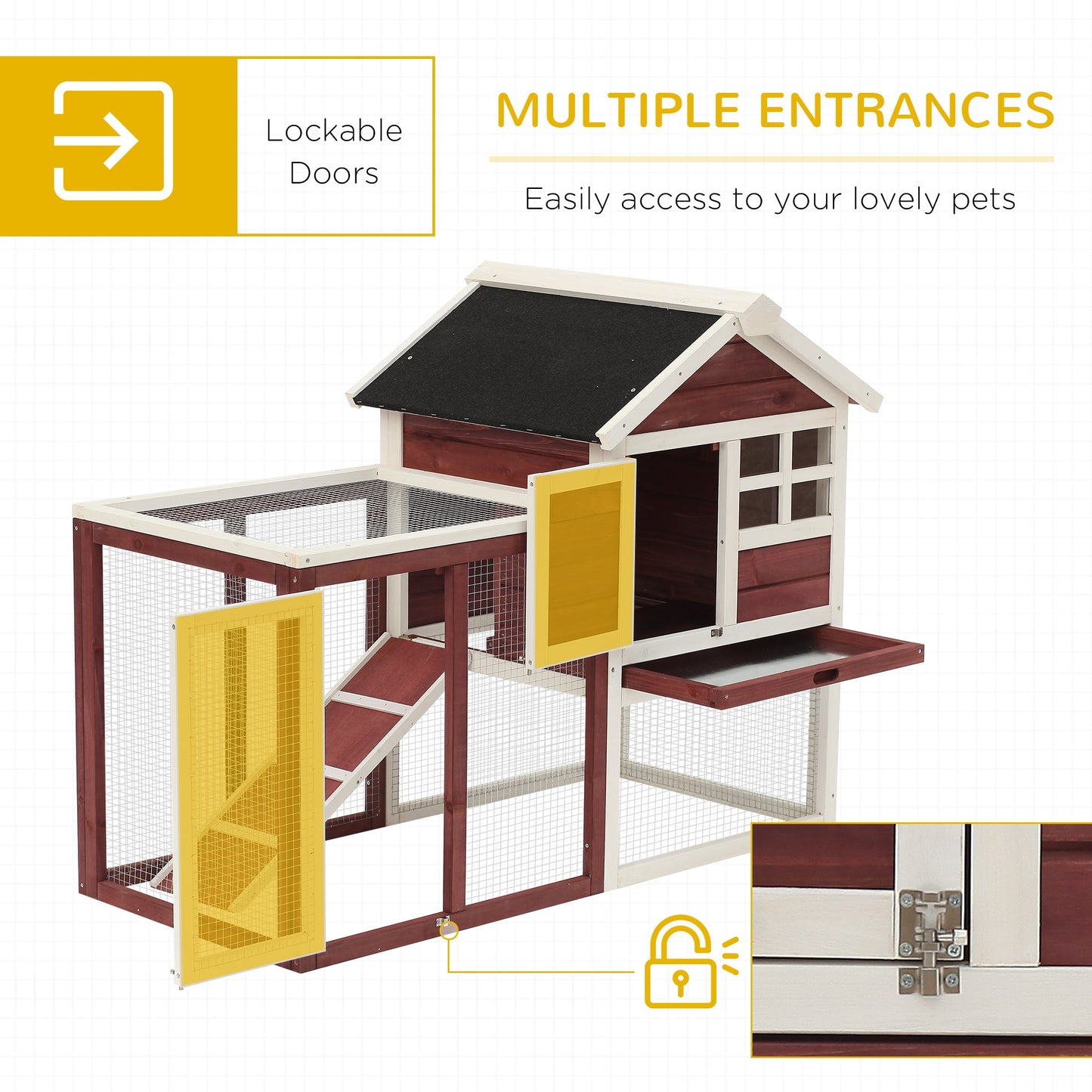 PawHut 2 Tier Rabbit Hutch Outdoor