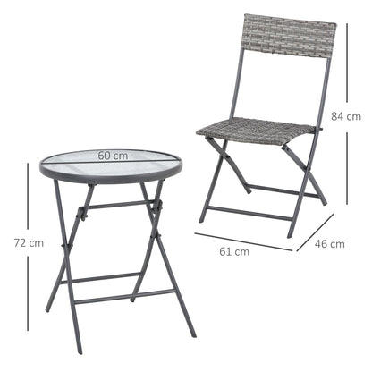 3-Pieces Outdoor PE Rattan Bistro Set