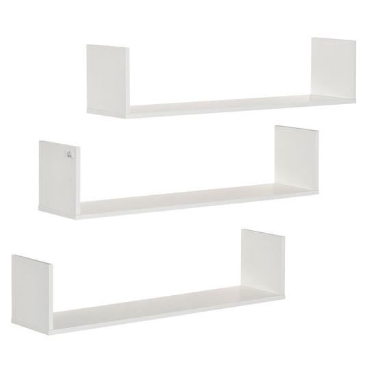 3-Piece U-Shaped Floating Shelves Wall Mount Bookshelf for Bedroom Kitchen